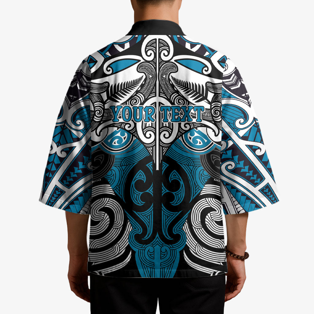 Personalised Maori Ngati Porou Kimono Silver Fern Kowhaiwhai Art LT01 - Polynesian Pride