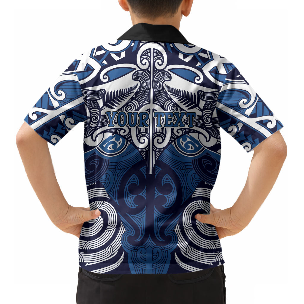 Personalised Maori Ngati Tuwharetoa Kid Hawaiian Shirt Silver Fern Kowhaiwhai Art LT01 - Polynesian Pride