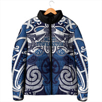 Personalised Maori Ngati Tuwharetoa Padded Jacket Silver Fern Kowhaiwhai Art LT01 - Polynesian Pride