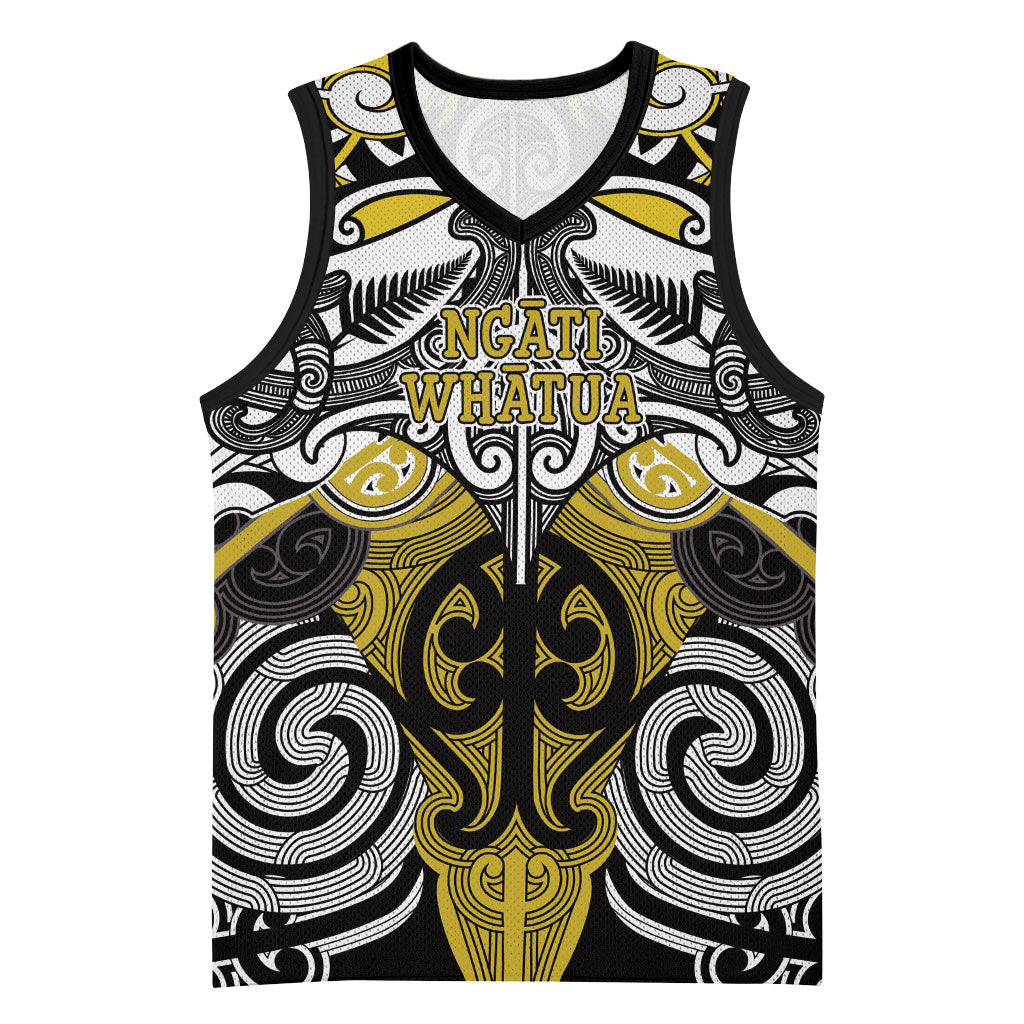 Personalised Maori Ngati Whatua Basketball Jersey Silver Fern Kowhaiwhai Art LT01 Unisex Yellow - Polynesian Pride
