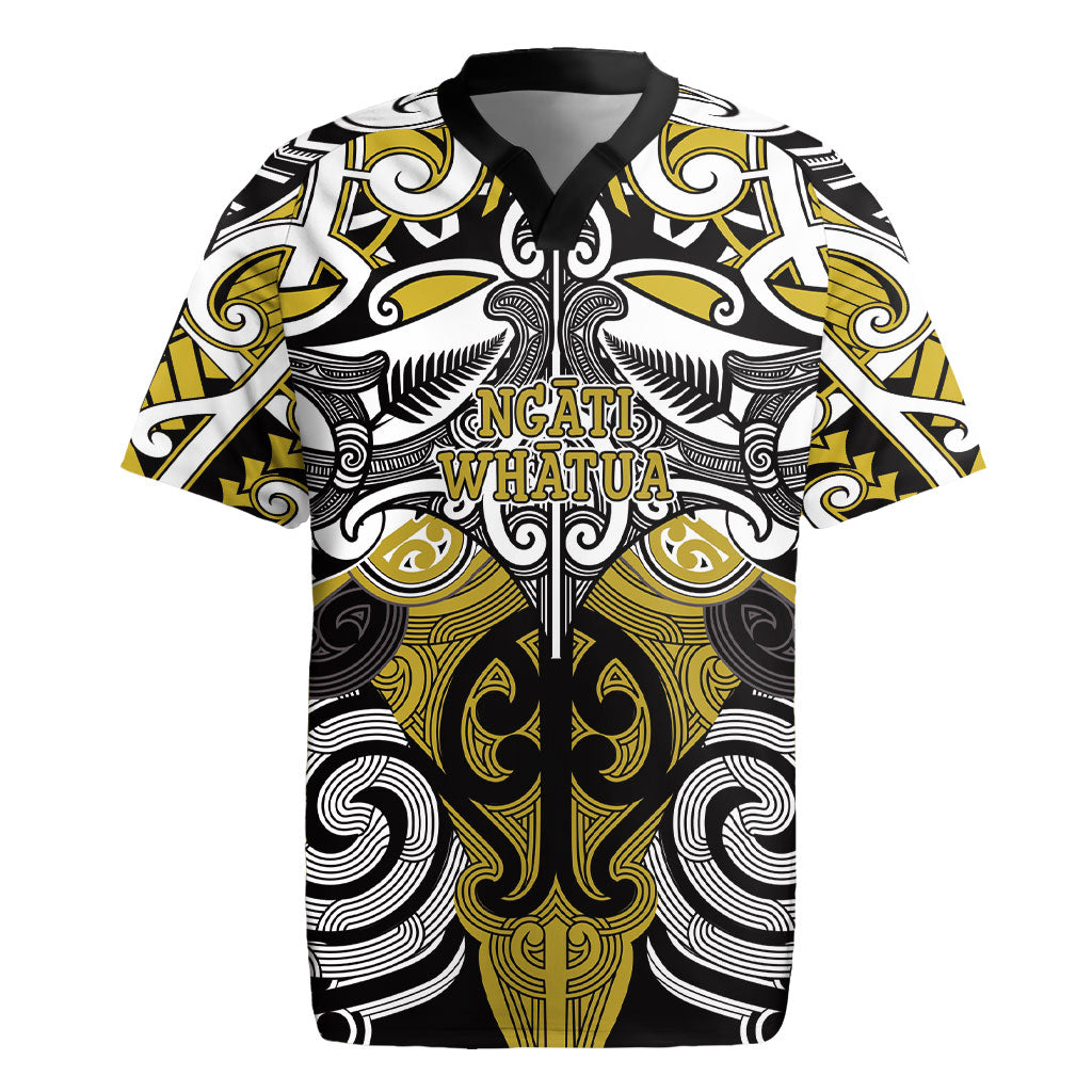 Personalised Maori Ngati Whatua Rugby Jersey Silver Fern Kowhaiwhai Art LT01 Yellow - Polynesian Pride