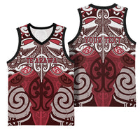 Personalised Maori Te Arawa Basketball Jersey Silver Fern Kowhaiwhai Art LT01 - Polynesian Pride