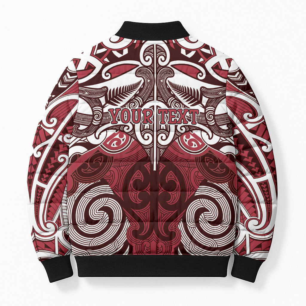 Personalised Maori Te Arawa Bomber Puffer Jacket Silver Fern Kowhaiwhai Art LT01 - Polynesian Pride