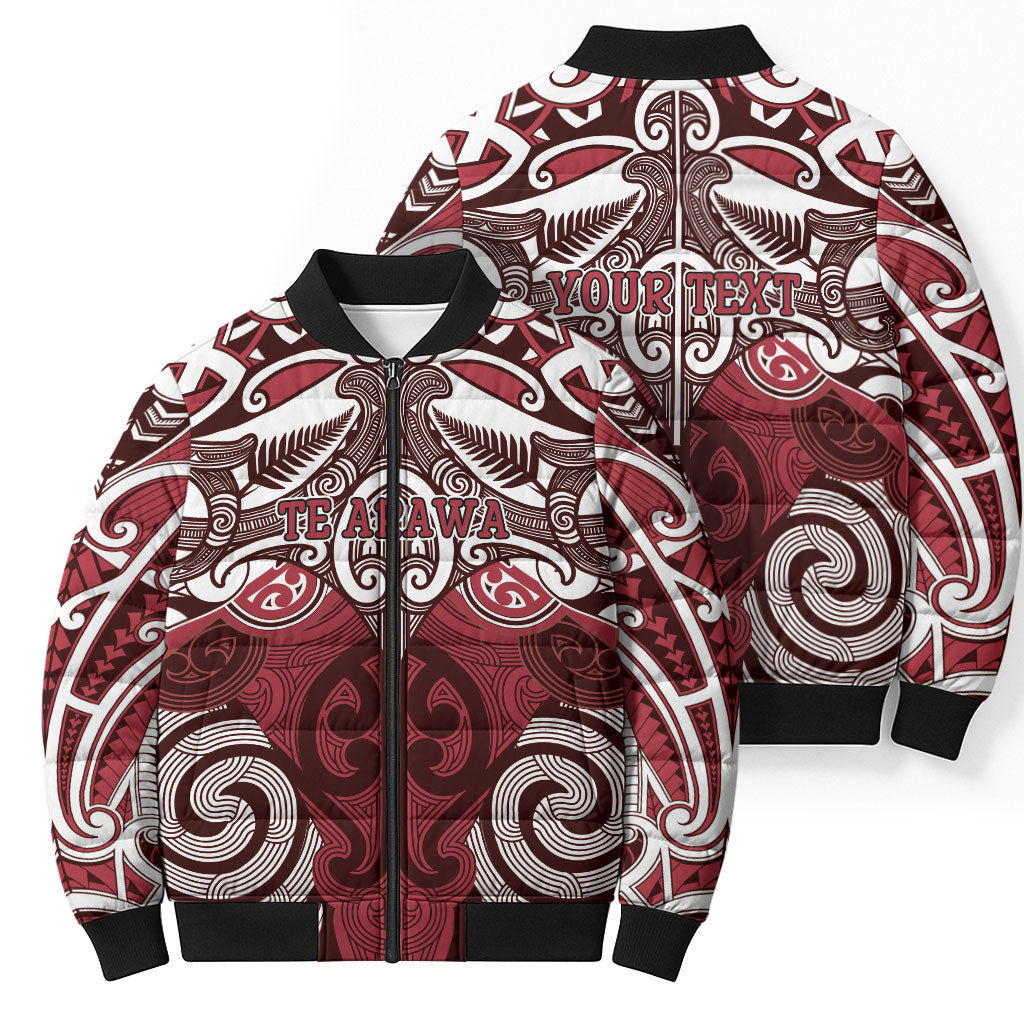 Personalised Maori Te Arawa Bomber Puffer Jacket Silver Fern Kowhaiwhai Art LT01 - Polynesian Pride