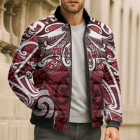 Personalised Maori Te Arawa Bomber Puffer Jacket Silver Fern Kowhaiwhai Art LT01 - Polynesian Pride