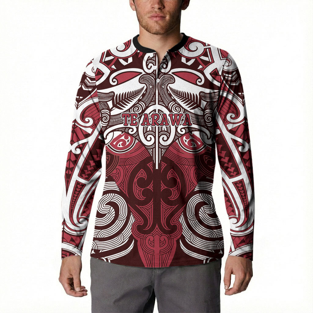 Personalised Maori Te Arawa Button Sweatshirt Silver Fern Kowhaiwhai Art LT01 - Polynesian Pride