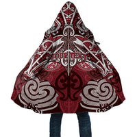 Personalised Maori Te Arawa Cloak Silver Fern Kowhaiwhai Art LT01 Unisex Red - Polynesian Pride