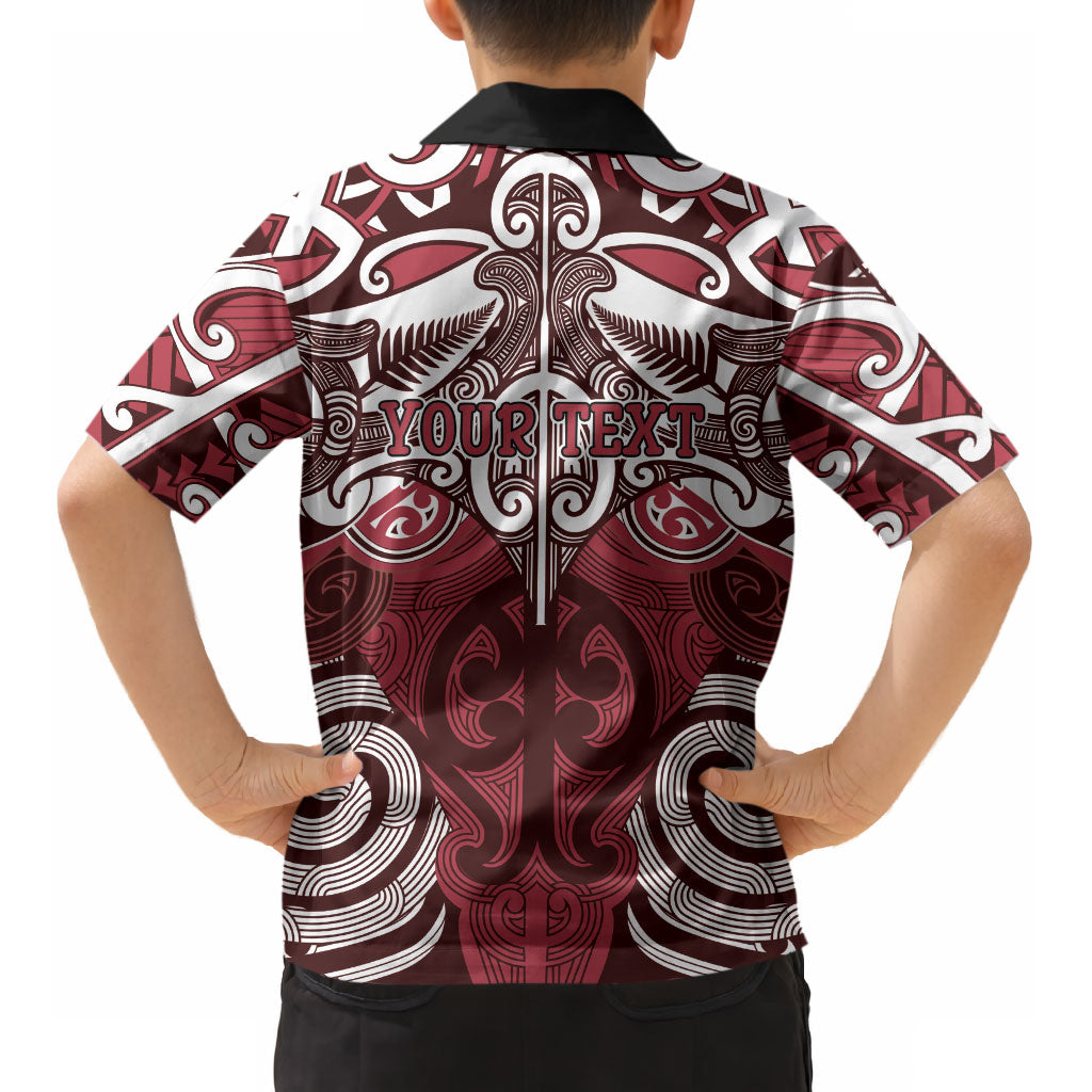 Personalised Maori Te Arawa Kid Hawaiian Shirt Silver Fern Kowhaiwhai Art LT01 - Polynesian Pride
