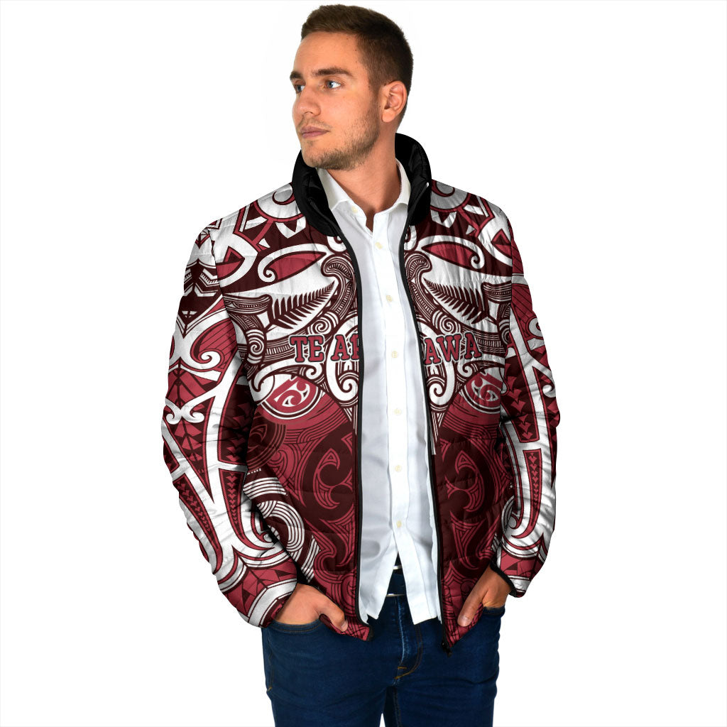 Personalised Maori Te Arawa Padded Jacket Silver Fern Kowhaiwhai Art LT01 - Polynesian Pride