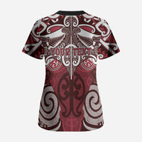 Personalised Maori Te Arawa Scrub Top Silver Fern Kowhaiwhai Art LT01 - Polynesian Pride