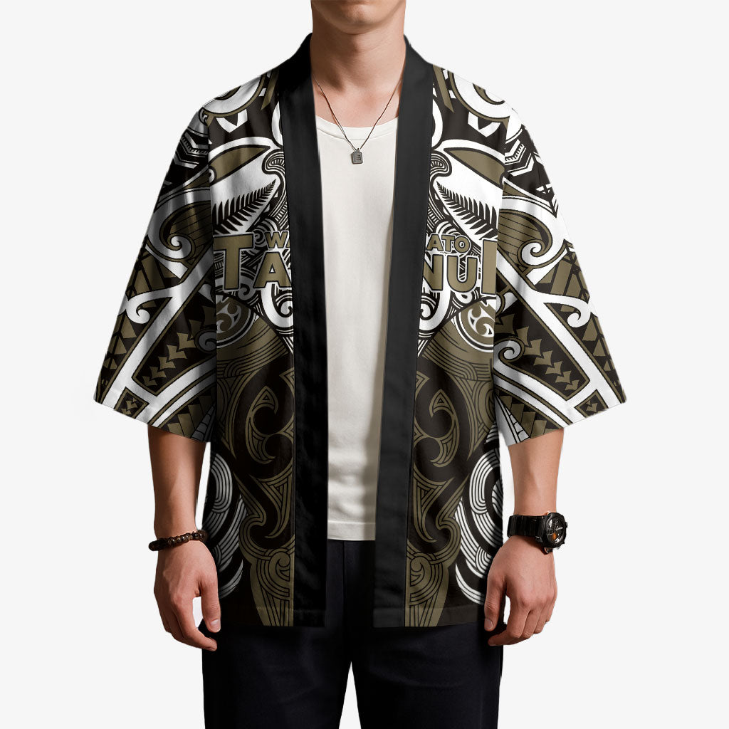 Personalised Maori Waikato Tainui Kimono Silver Fern Kowhaiwhai Art LT01 - Polynesian Pride