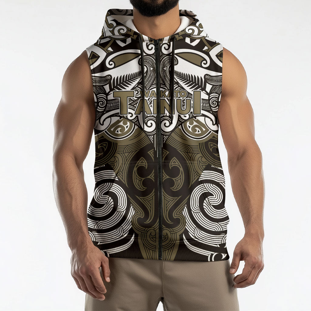 Personalised Maori Waikato Tainui Sleeveless Zip Hoodie Silver Fern Kowhaiwhai Art LT01 - Polynesian Pride