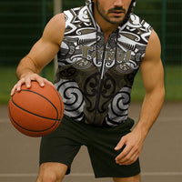Personalised Maori Waikato Tainui Sleeveless Zip Hoodie Silver Fern Kowhaiwhai Art LT01 - Polynesian Pride