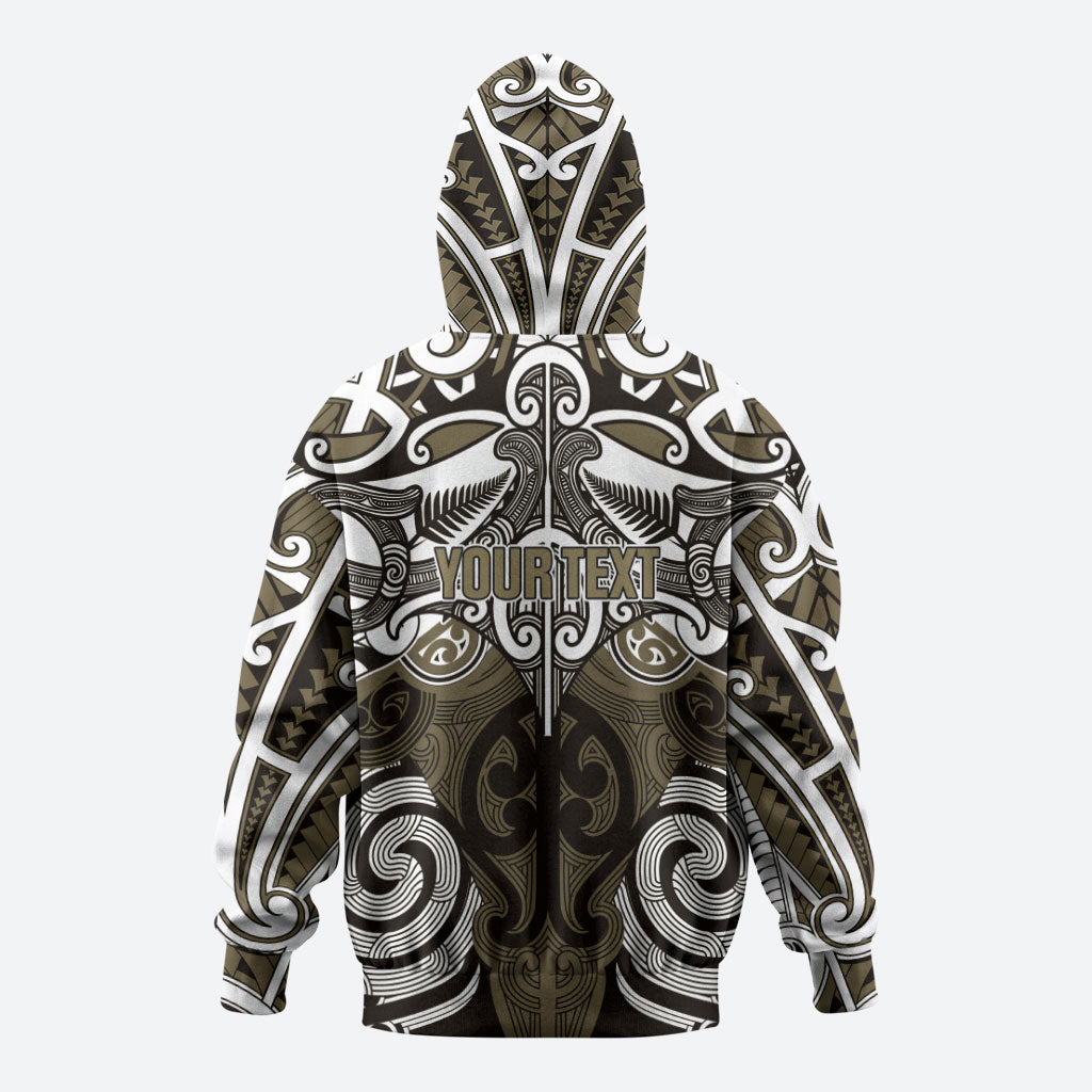 Personalised Maori Waikato Tainui Zip Hoodie Silver Fern Kowhaiwhai Art LT01 - Polynesian Pride