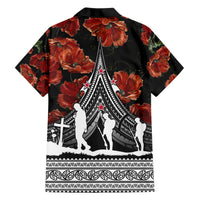 New Zealand ANZAC Day Family Matching Short Sleeve Bodycon Dress and Hawaiian Shirt Poppy With Polynesian Pattern LT01 - Polynesian Pride