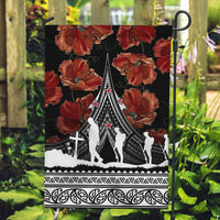 New Zealand ANZAC Day Garden Flag Poppy With Polynesian Pattern LT01 Garden Flag Black - Polynesian Pride