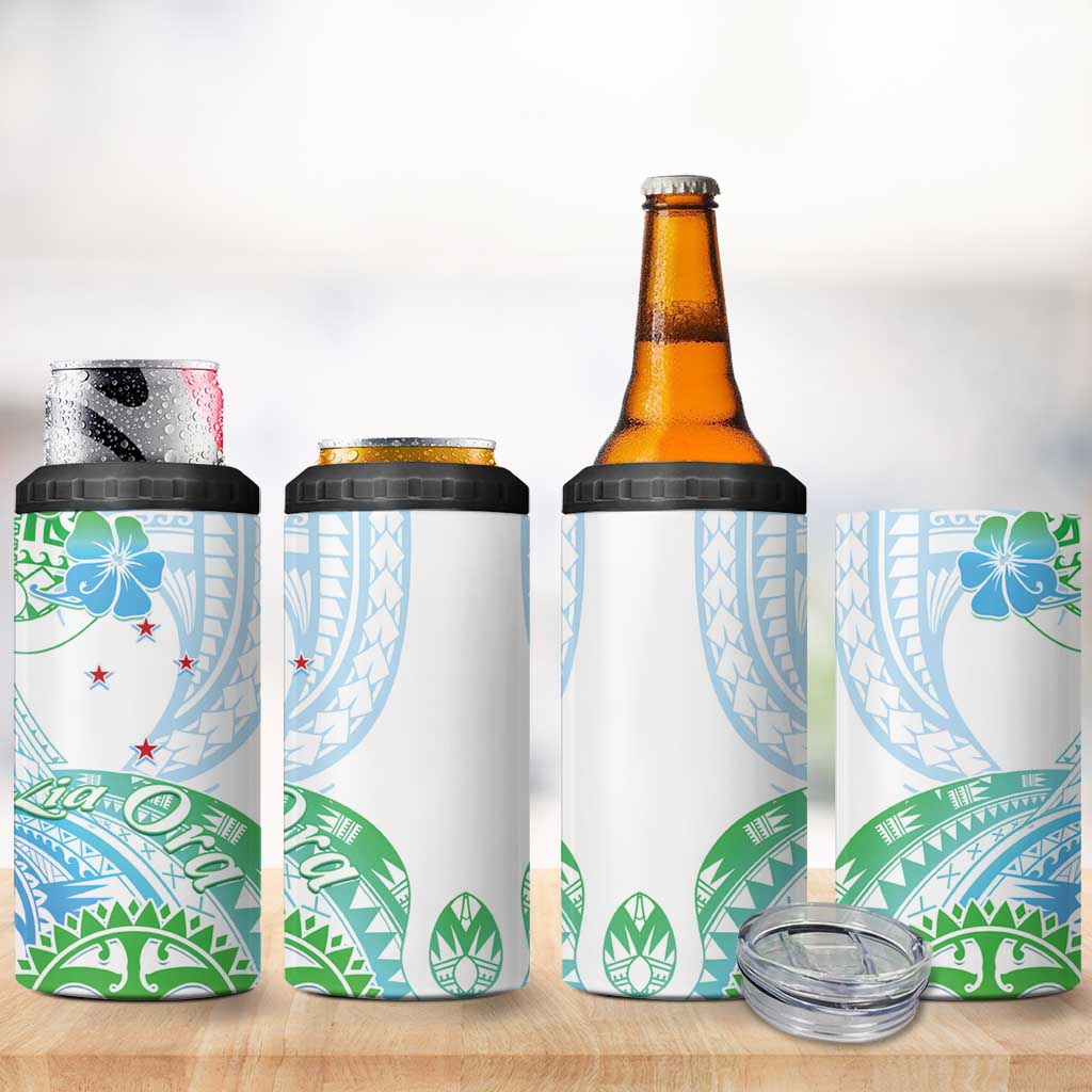 Kia Ora Maori New Zealand Pastel 4 in 1 Can Cooler Tumbler Sun Ta Moko Aqua Green Version