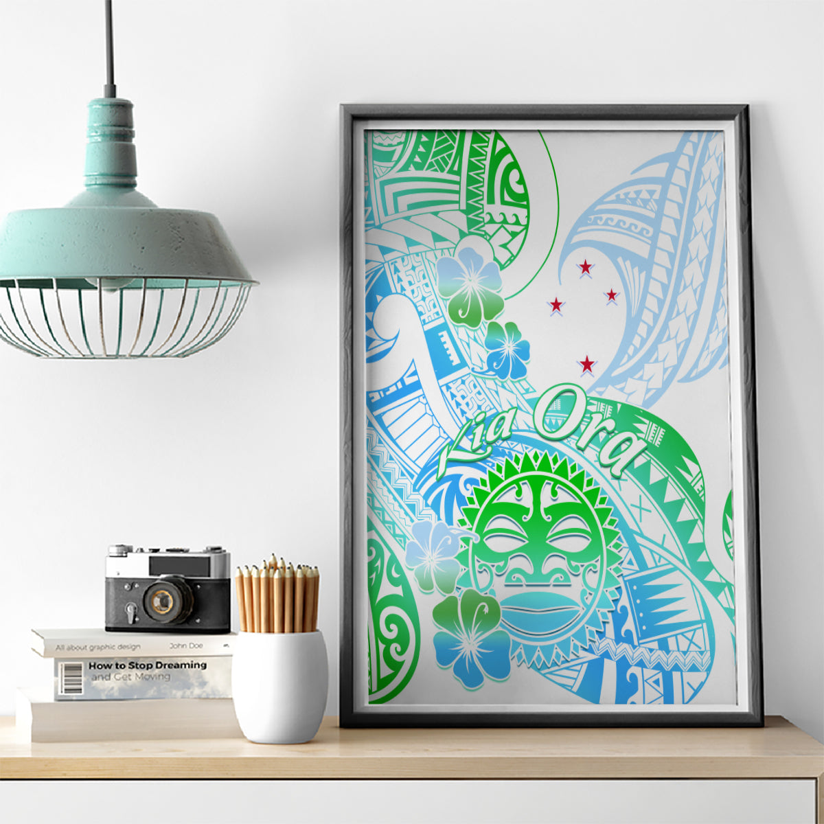 Kia Ora Maori New Zealand Pastel Canvas Wall Art Sun Ta Moko Aqua Green Version LT01 - Polynesian Pride