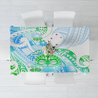 Kia Ora Maori New Zealand Pastel Tablecloth Sun Ta Moko Aqua Green Version LT01 Aqua - Polynesian Pride