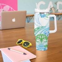 Kia Ora Maori New Zealand Pastel Tumbler With Handle Sun Ta Moko Aqua Green Version LT01 - Polynesian Pride