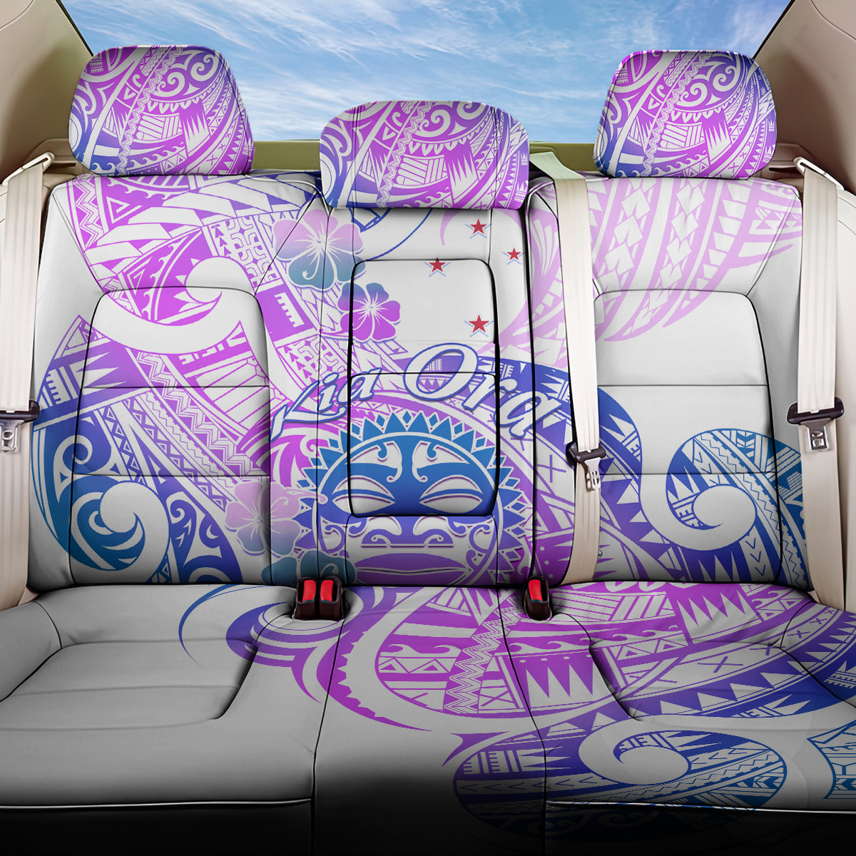 Kia Ora Maori New Zealand Pastel Back Car Seat Cover Sun Ta Moko Lilac Version LT01 One Size Purple - Polynesian Pride