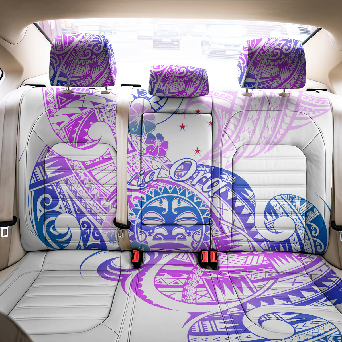 Kia Ora Maori New Zealand Pastel Back Car Seat Cover Sun Ta Moko Lilac Version LT01 - Polynesian Pride