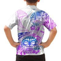 Kia Ora Maori New Zealand Pastel Family Matching Long Sleeve Bodycon Dress and Hawaiian Shirt Sun Ta Moko Lilac Version LT01 - Polynesian Pride