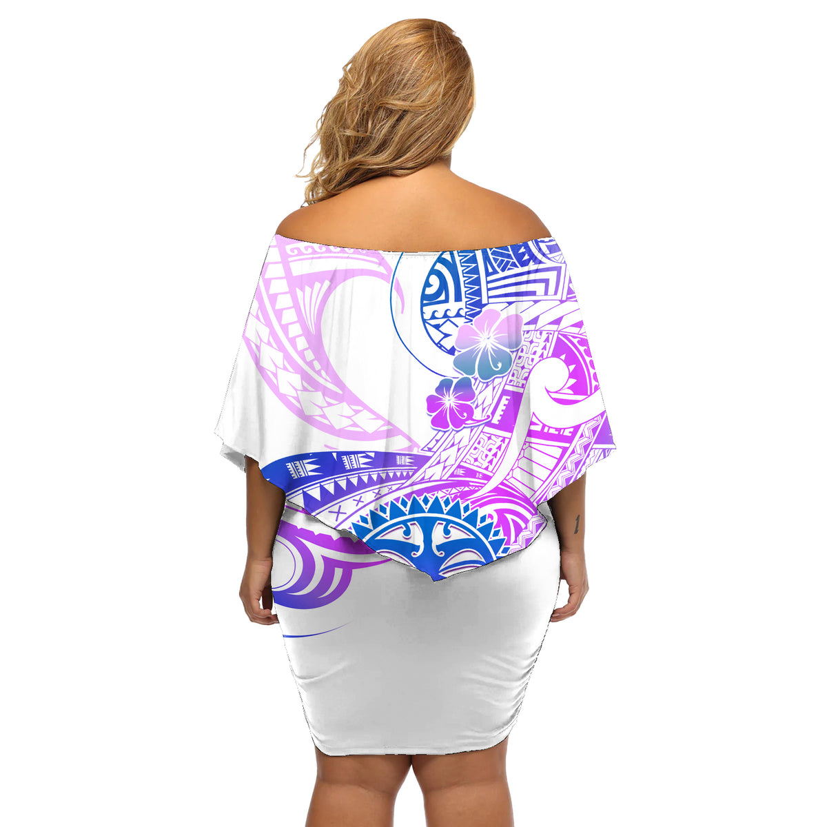 Kia Ora Maori New Zealand Pastel Off Shoulder Short Dress Sun Ta Moko Lilac Version LT01 - Polynesian Pride