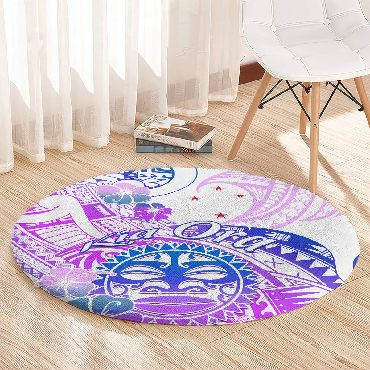 Kia Ora Maori New Zealand Pastel Round Carpet Sun Ta Moko Lilac Version LT01 - Polynesian Pride