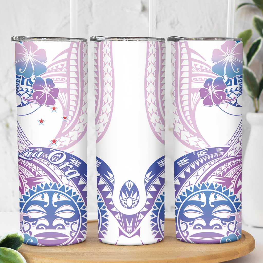 Kia Ora Maori New Zealand Pastel Skinny Tumbler Sun Ta Moko Lilac Version