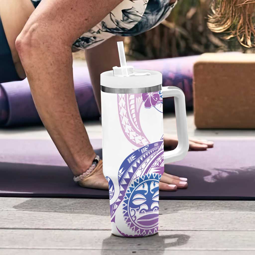 Kia Ora Maori New Zealand Pastel Tumbler With Handle Sun Ta Moko Lilac Version LT01 - Polynesian Pride