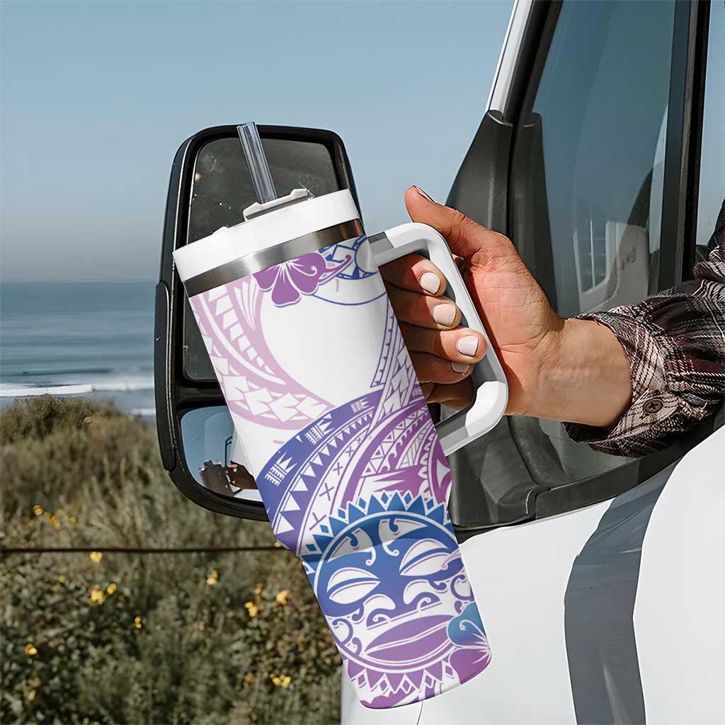 Kia Ora Maori New Zealand Pastel Tumbler With Handle Sun Ta Moko Lilac Version LT01 - Polynesian Pride
