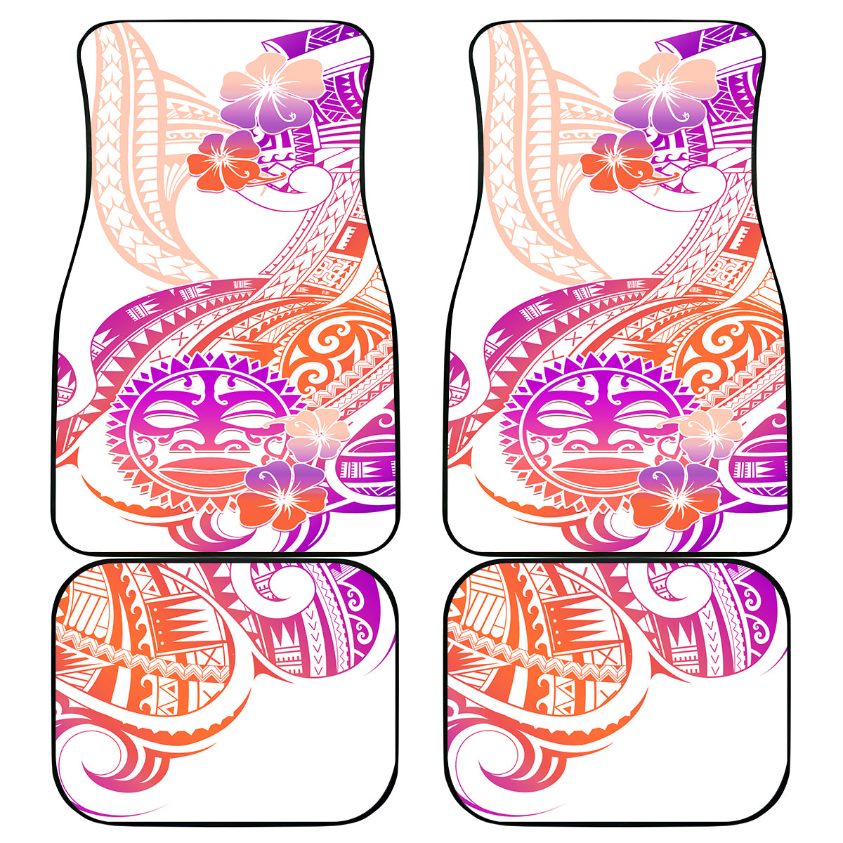 Kia Ora Maori New Zealand Pastel Car Mats Sun Ta Moko Sunset Version LT01 Orange - Polynesian Pride