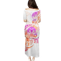 Kia Ora Maori New Zealand Pastel Family Matching Puletasi Dress and Hawaiian Shirt Sun Ta Moko Sunset Version LT01 - Polynesian Pride