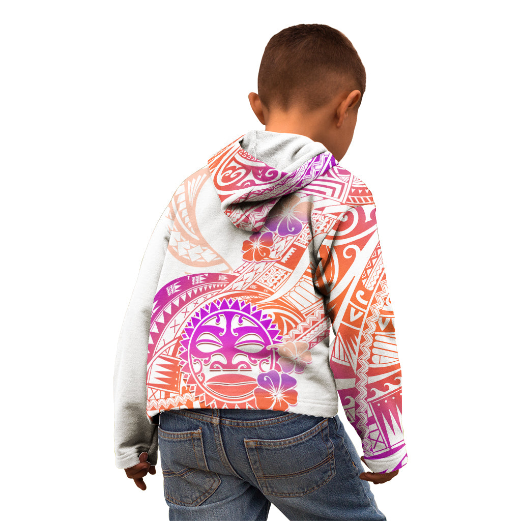 Kia Ora Maori New Zealand Pastel Kid Hoodie Sun Ta Moko Sunset Version LT01 - Polynesian Pride
