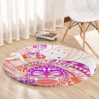 Kia Ora Maori New Zealand Pastel Round Carpet Sun Ta Moko Sunset Version LT01 - Polynesian Pride