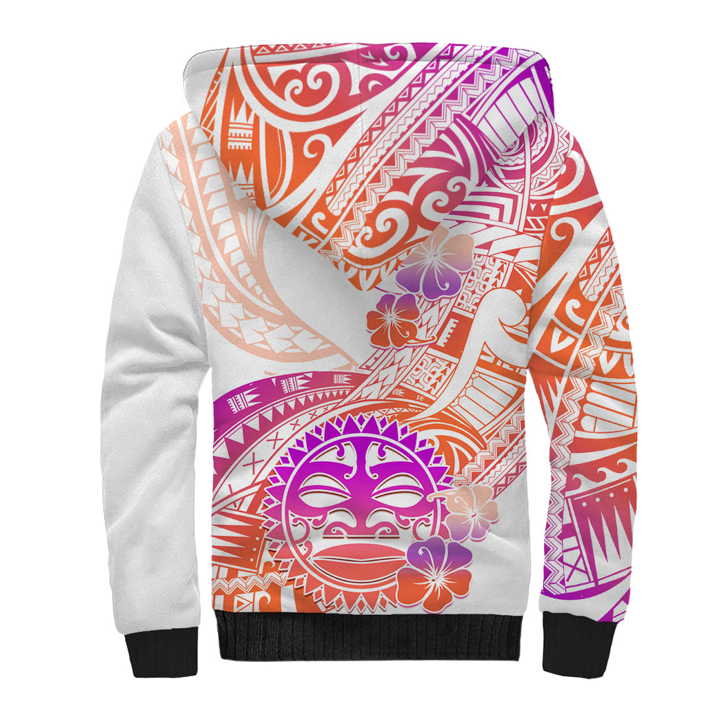 Kia Ora Maori New Zealand Pastel Sherpa Hoodie Sun Ta Moko Sunset Version LT01 - Polynesian Pride