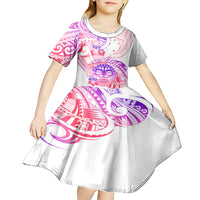 Kia Ora Maori New Zealand Pastel Kid Short Sleeve Dress Sun Ta Moko Sweet Version LT01 - Polynesian Pride