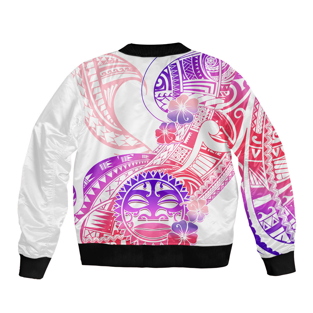 Kia Ora Maori New Zealand Pastel Sleeve Zip Bomber Jacket Sun Ta Moko Sweet Version LT01 - Polynesian Pride