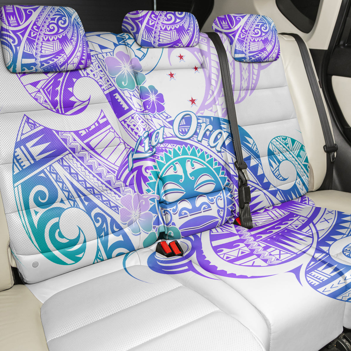 Kia Ora Maori New Zealand Pastel Back Car Seat Cover Sun Ta Moko Violet Version LT01 - Polynesian Pride