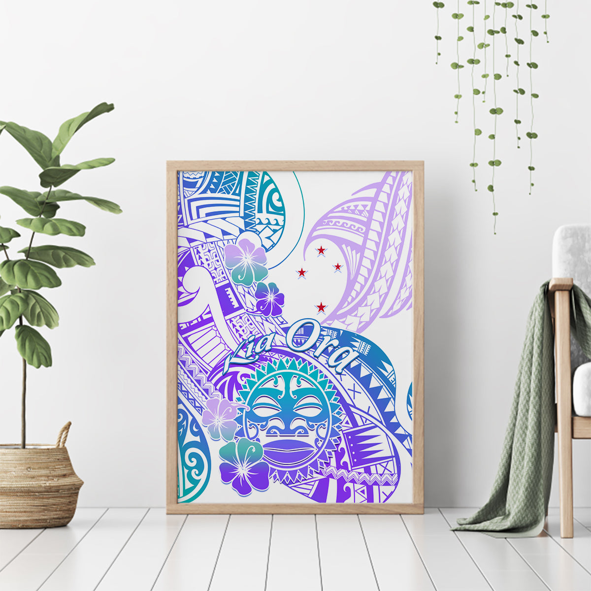 Kia Ora Maori New Zealand Pastel Canvas Wall Art Sun Ta Moko Violet Version LT01 - Polynesian Pride