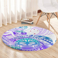 Kia Ora Maori New Zealand Pastel Round Carpet Sun Ta Moko Violet Version LT01 - Polynesian Pride