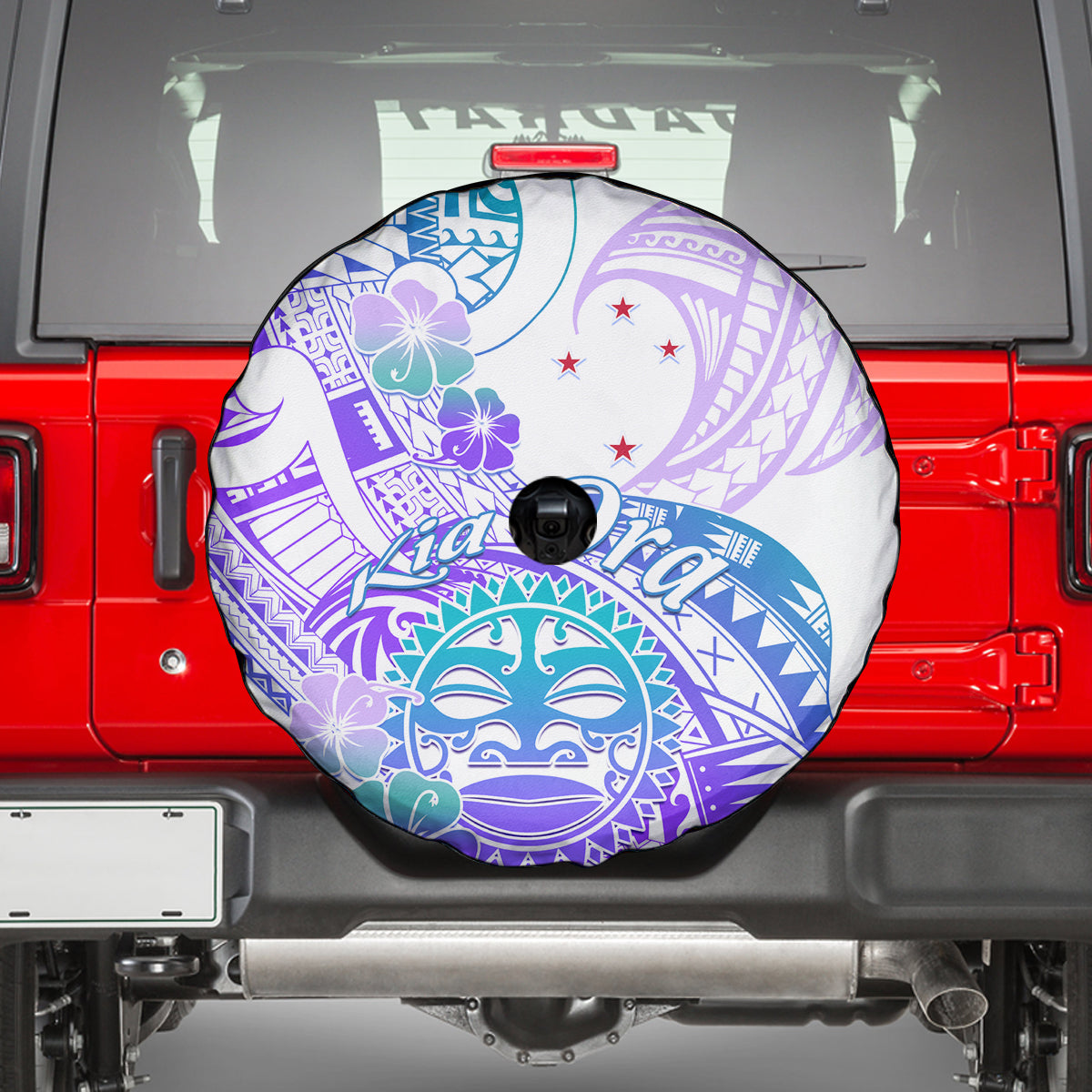 Kia Ora Maori New Zealand Pastel Spare Tire Cover Sun Ta Moko Violet Version LT01 - Polynesian Pride