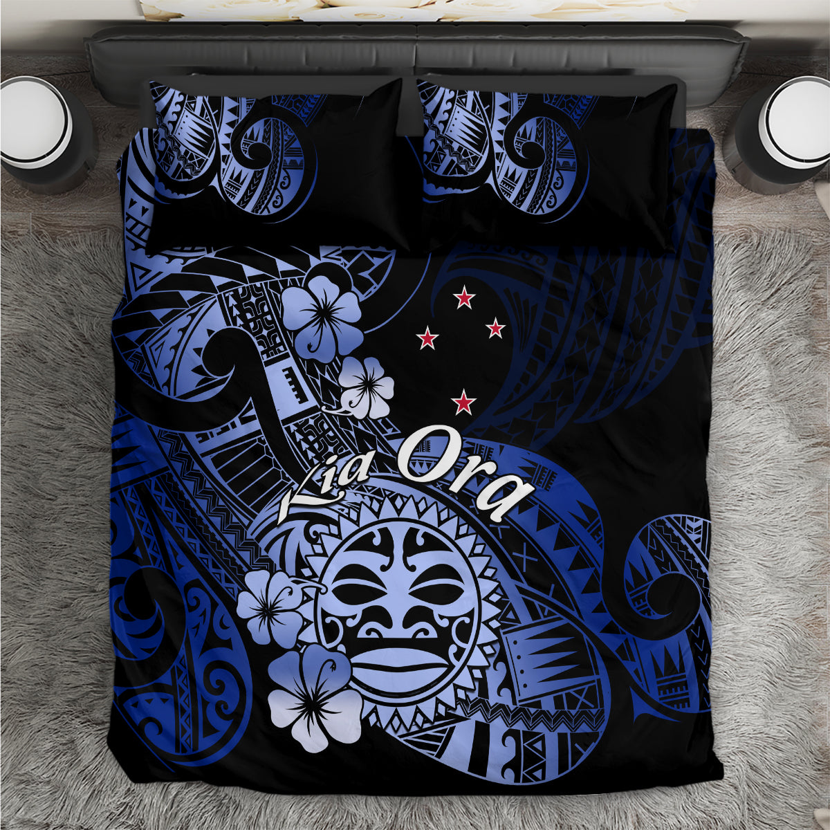 Aotearoa Kia Ora New Zealand Ta Moko Blue Version Bedding Set LT01 Blue - Polynesian Pride