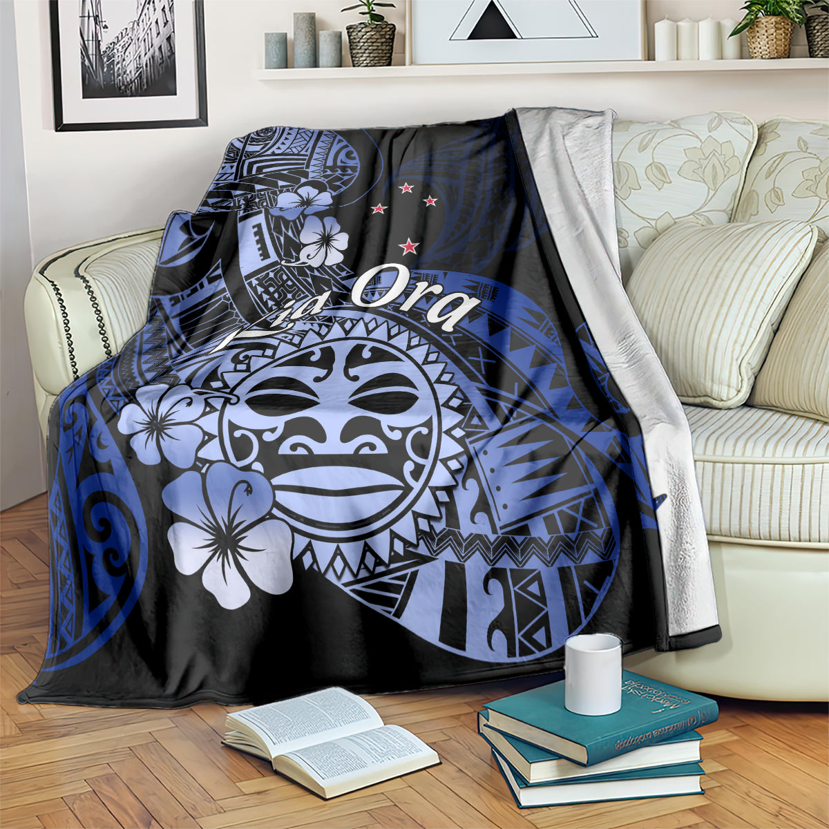Aotearoa Kia Ora New Zealand Ta Moko Blue Version Blanket LT01 - Polynesian Pride