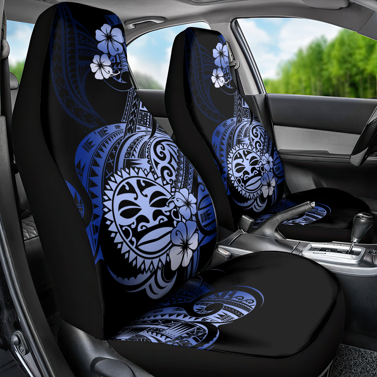 Aotearoa Kia Ora New Zealand Ta Moko Blue Version Car Seat Cover LT01 - Polynesian Pride