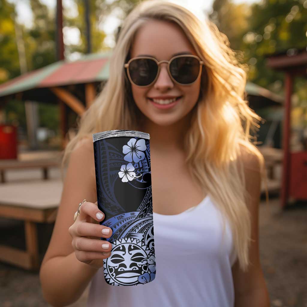 Aotearoa Kia Ora New Zealand Ta Moko Blue Version Skinny Tumbler LT01 - Polynesian Pride