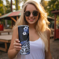 Aotearoa Kia Ora New Zealand Ta Moko Blue Version Skinny Tumbler LT01 - Polynesian Pride