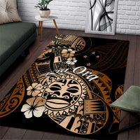 Aotearoa Kia Ora New Zealand Ta Moko Gold Version Area Rug LT01 Gold - Polynesian Pride