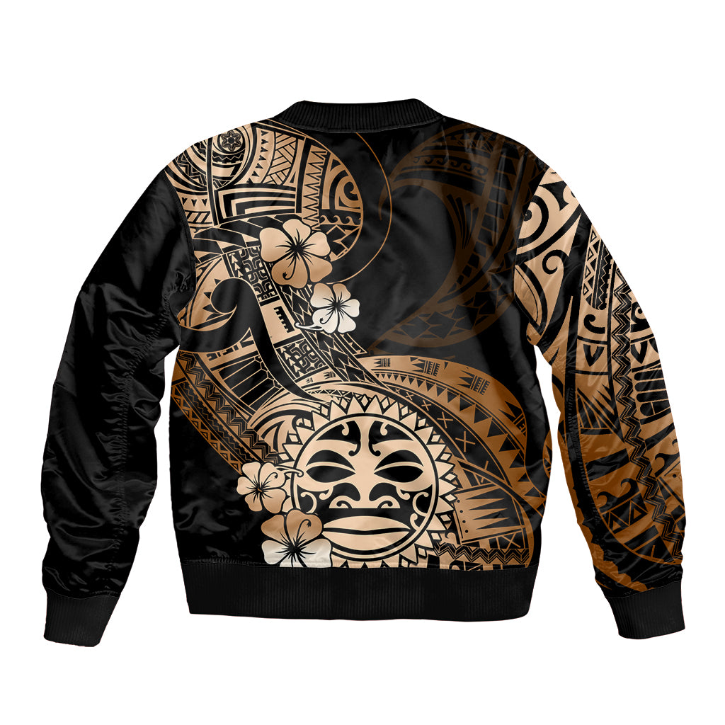 Aotearoa Kia Ora New Zealand Ta Moko Gold Version Bomber Jacket LT01 - Polynesian Pride